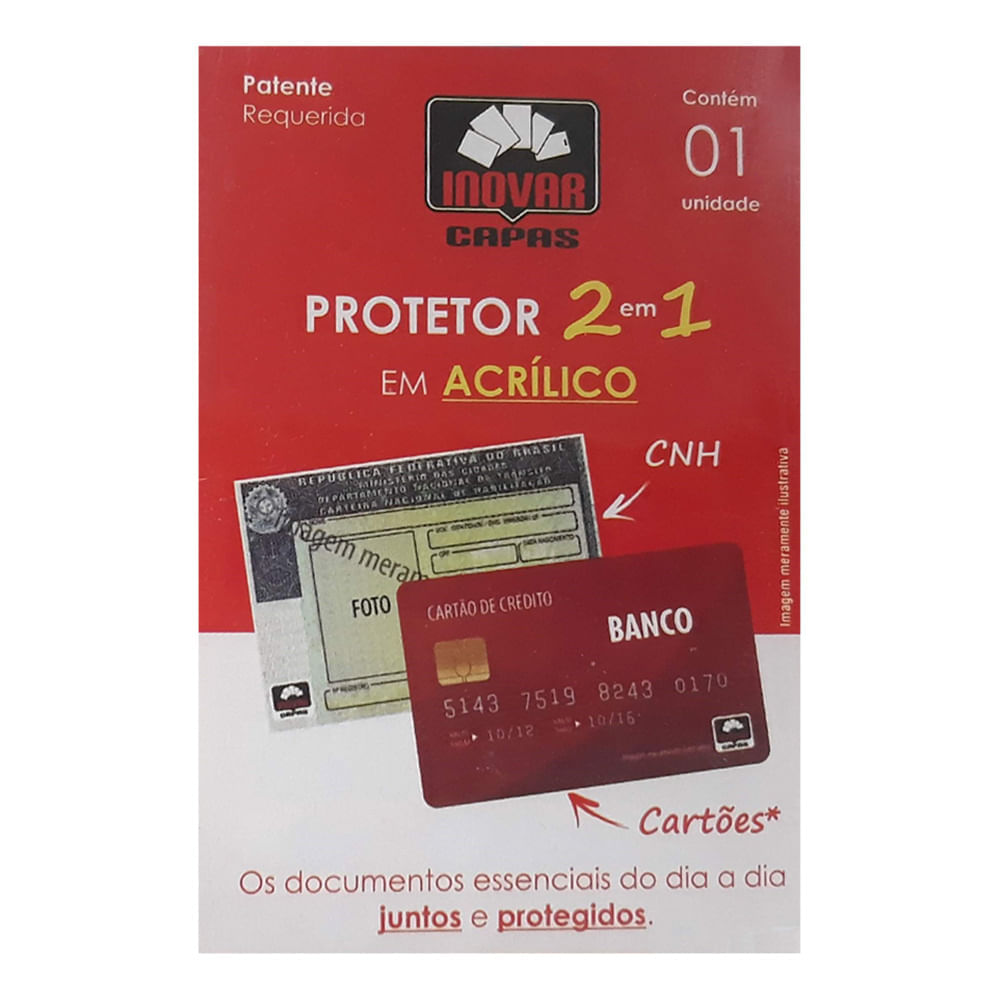 Miniatura Capa Protetora 2 em 1 Carteira de Habilitação e Cartões Inovar Capas com 1 Unidade