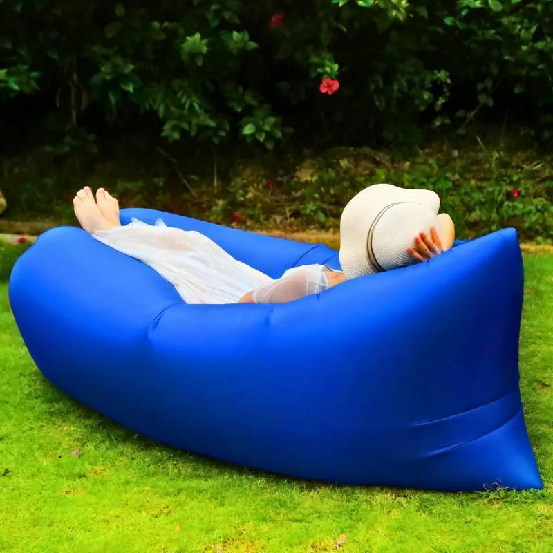 Miniatura Sofá Azul Inflável Puff Portátil Para Praia Jardim E Camping
