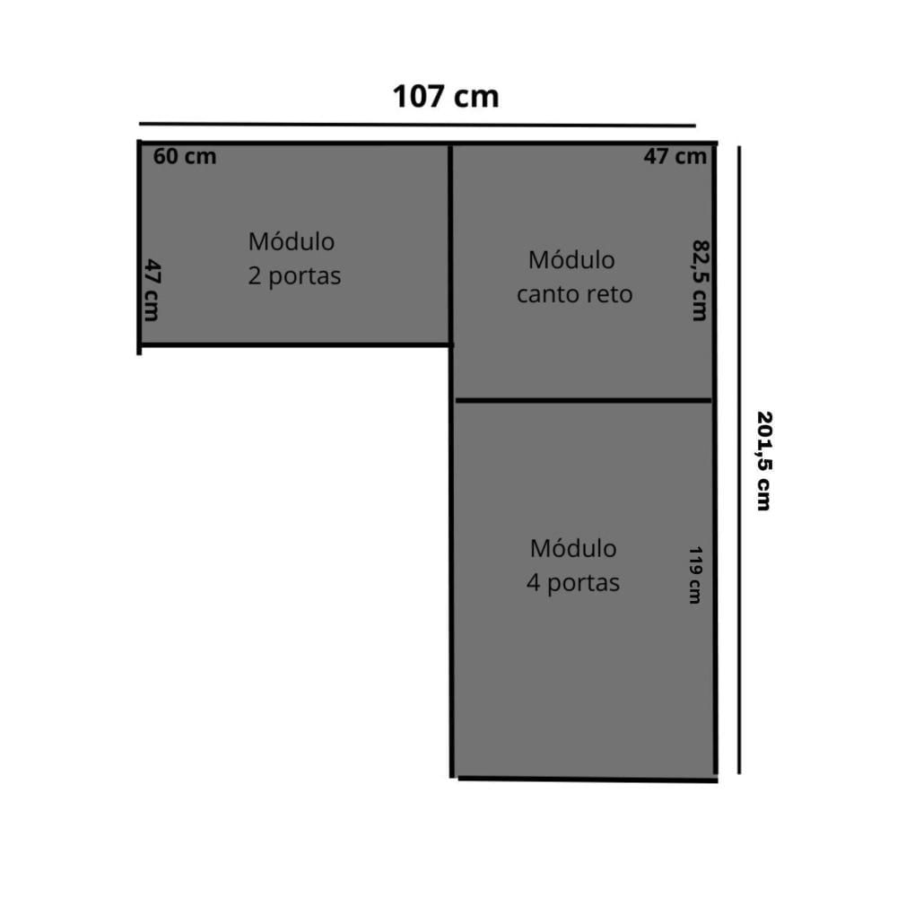 Miniatura Guarda-roupa de Canto Modulado 7 Portas Paris Branco