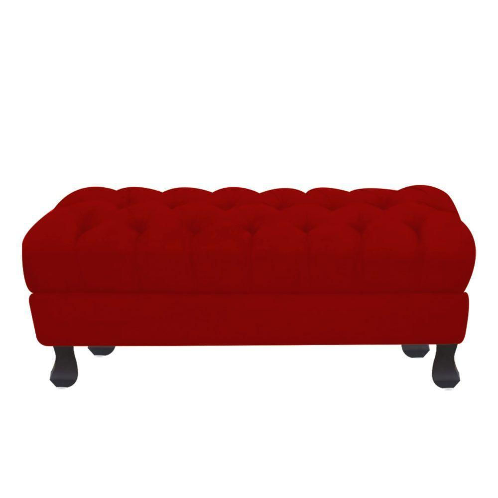 Miniatura Puff Decorativo Retro Luiz Xv Sem Baú Suede Vermelho 1,2 M