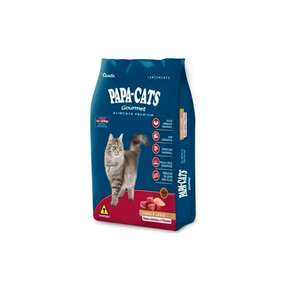 Miniatura Ração para Gatos Papa-Cats Gourmet Carne e Arroz Adultos e Filhotes 10,1kg