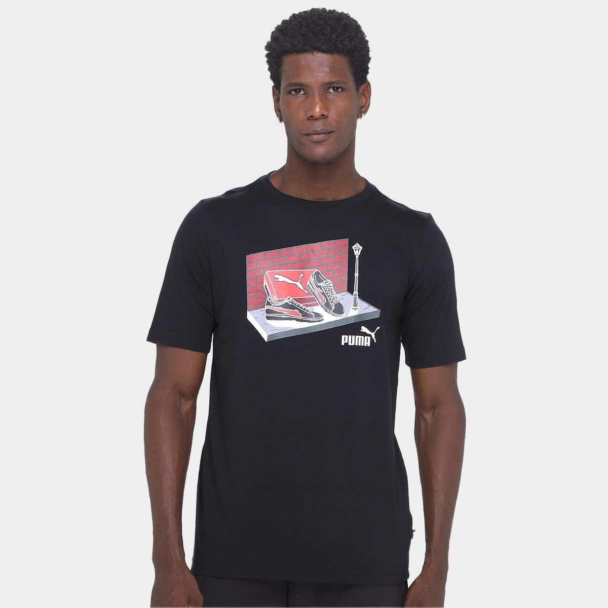 Miniatura Camiseta Puma Graphics Sneaker Box Masculina Preto - G