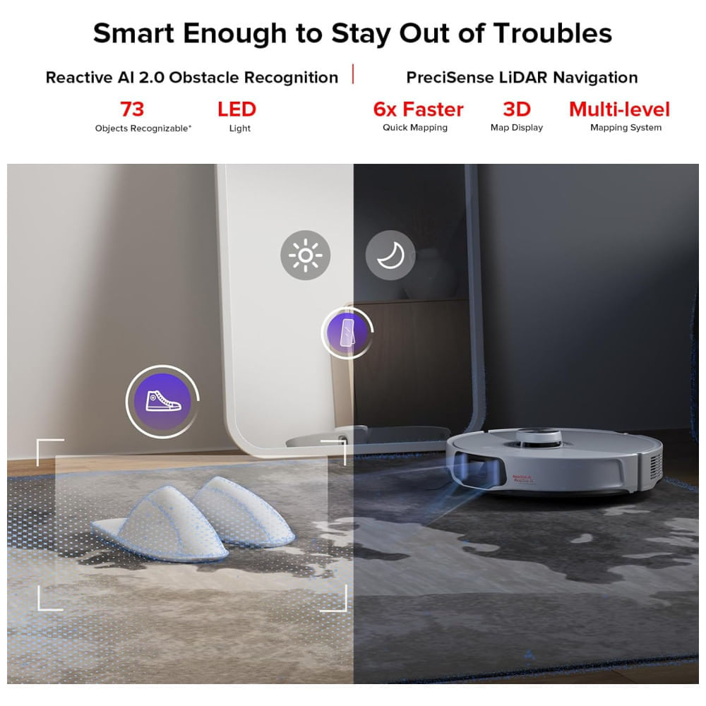 Roborock S8 MaxV Ultra: Aspirador Robô e Esfregão com Abastecimento e Drenagem Automáticos, Design FlexiArm, Lavagem e Secagem Automáticas.