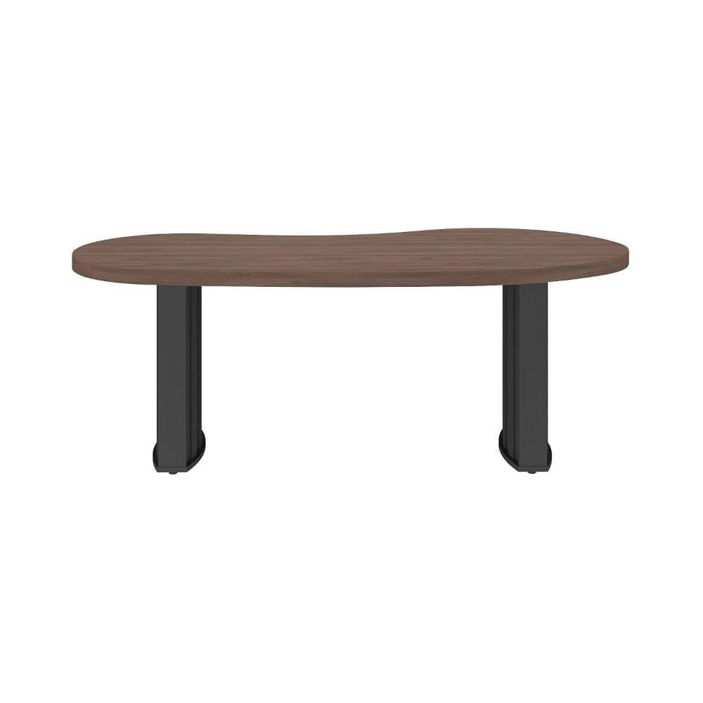 Mesa Para Escritório com Curvas Orgânicas, Pés Ripados e Tampo Tamburato Diretor 2 Metros Artany Charuto/Preto