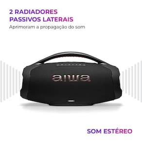 Caixa de Som Aiwa Boombox Plus com 3 Alto-falantes Bivolt e com Proteção IP66 Contra Água e Poeira AWS-BBS-01B - 200W