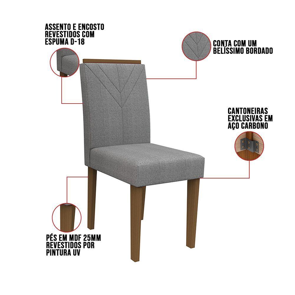 Kit 04 Cadeiras De Jantar Júlia Linho Cinza Ln02 D'rossi