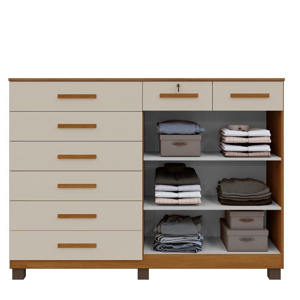 Miniatura Cômoda New Triunfo 8 Gavetas 2 Portas Benetil Cinamomo/off White