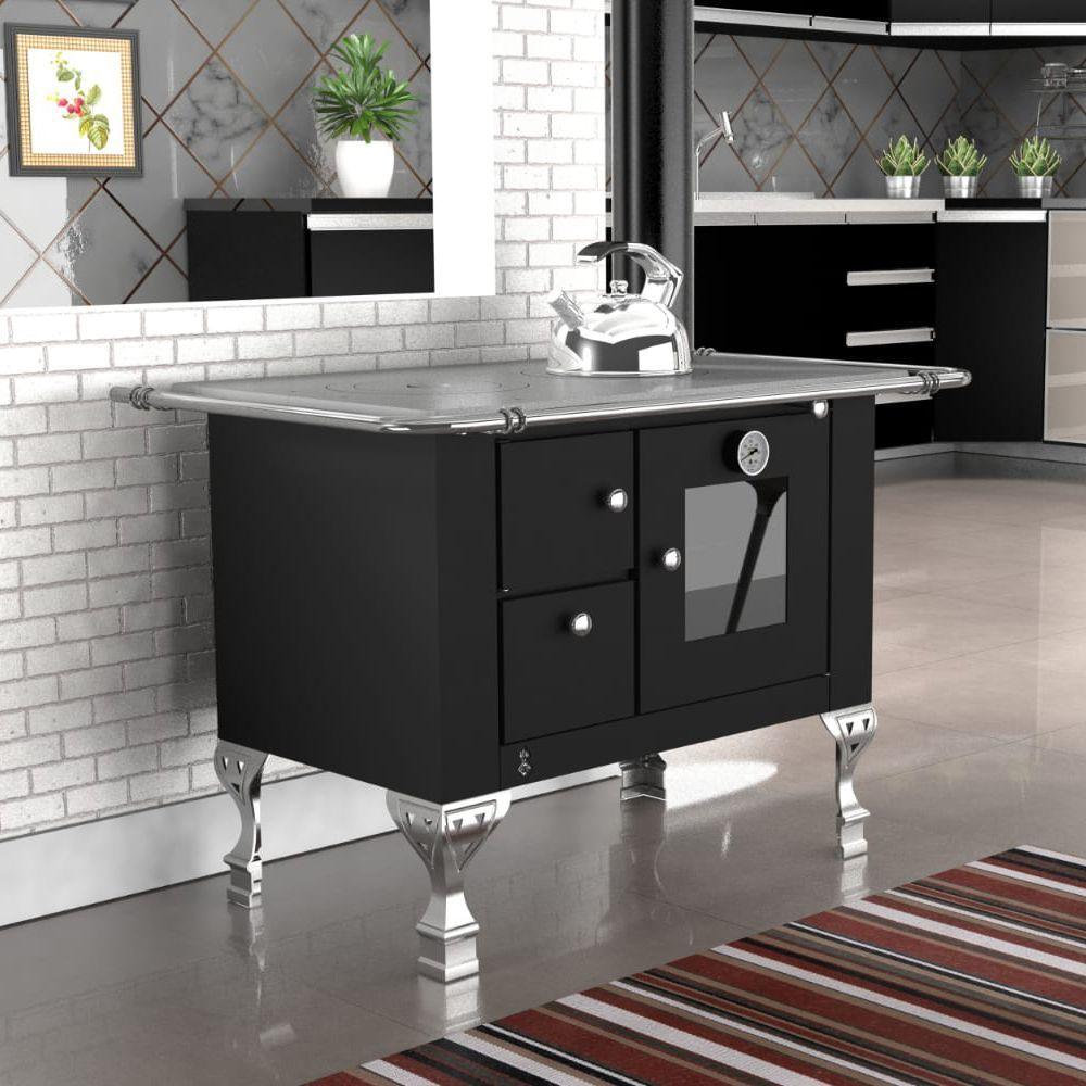 Miniatura Fogão A Lenha Elegance Master Preto Chapa Aluminio N°01 Dir