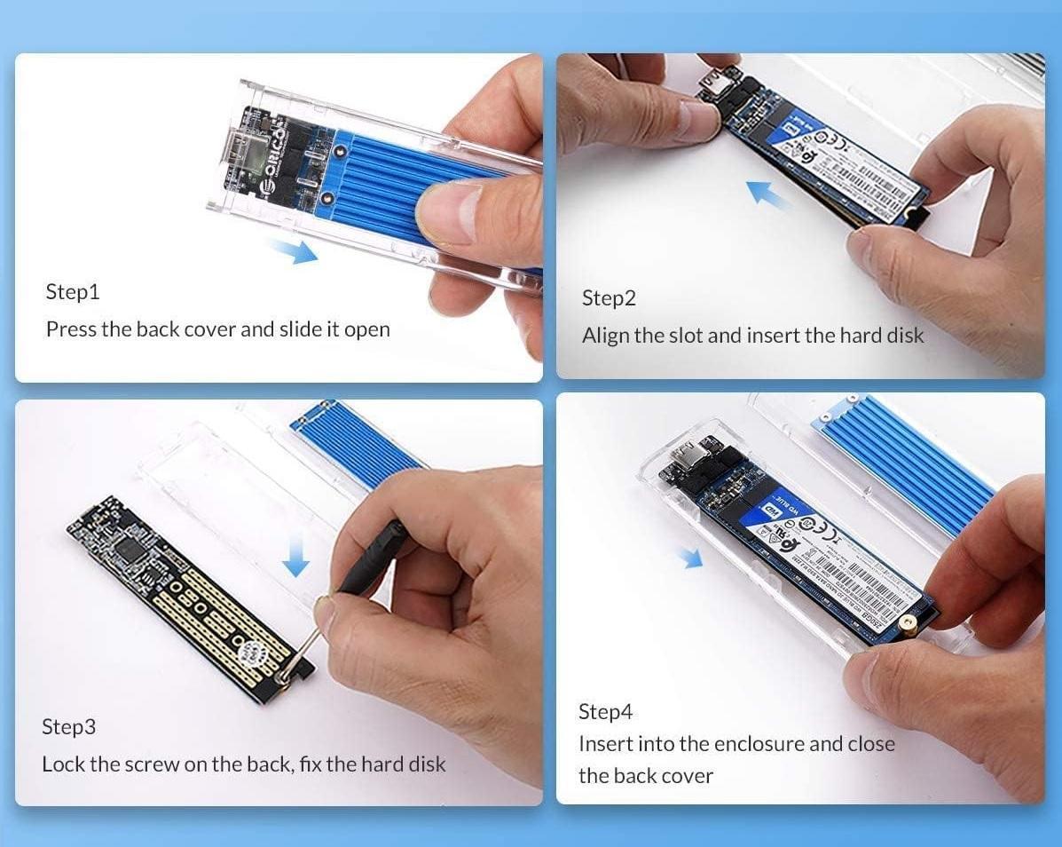 Miniatura Case Ssd M2 Adaptador Sata Pci Nvme Nv2 Usb 3.1 Type-C 10Gb