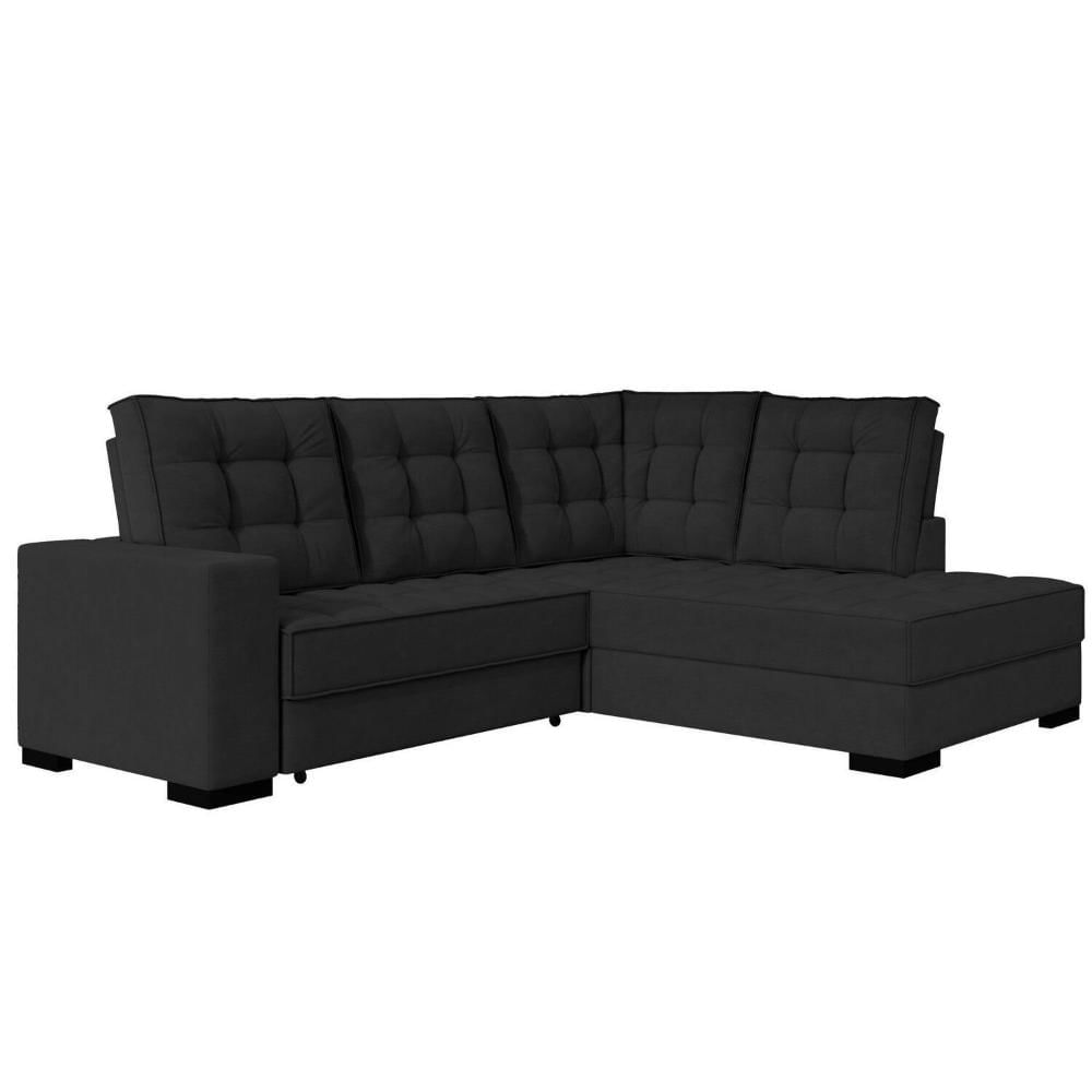 Miniatura Sofá Canto Retrátil e Reclinável Munique Tamanho 220cm X 175cm Preto