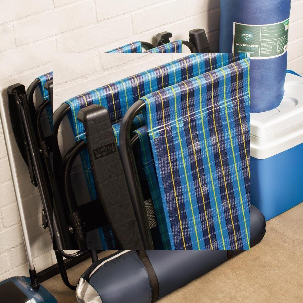 Miniatura Cadeira De Praia Varanda Xadrez Em Aço 110 Kg Cores Mor Cor:azul Azul