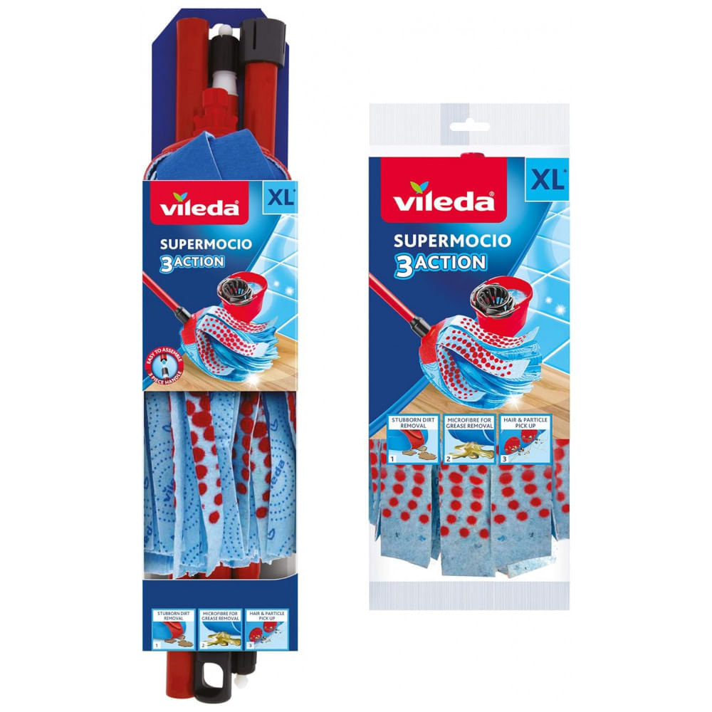 Miniatura Mop de Limpeza com Recarga Extra Vileda SuperMocio 3Action XL