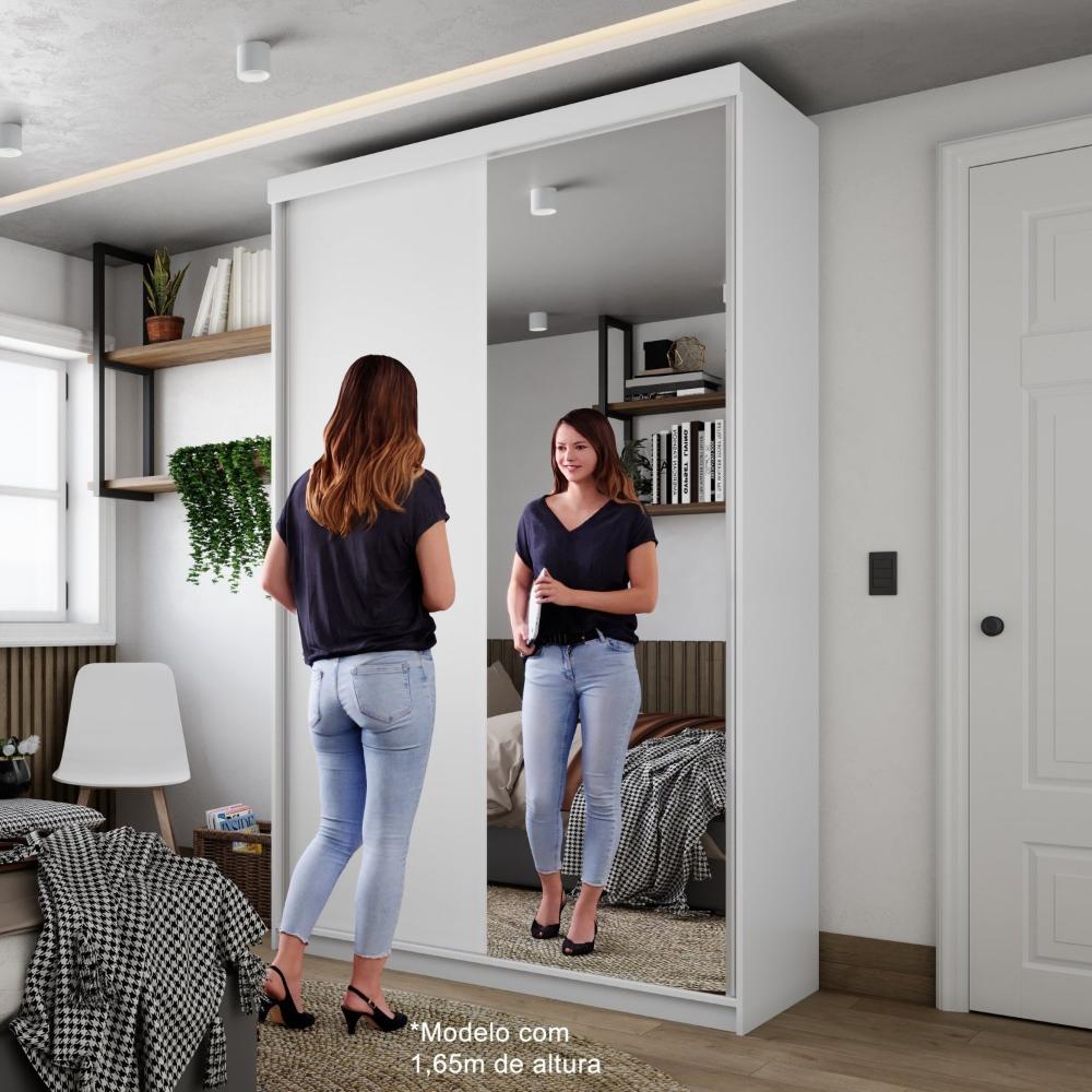 Miniatura Guarda-roupa Solteiro 100% Mdf Bp com 2 Portas e 1 Espelho Geneve Branco
