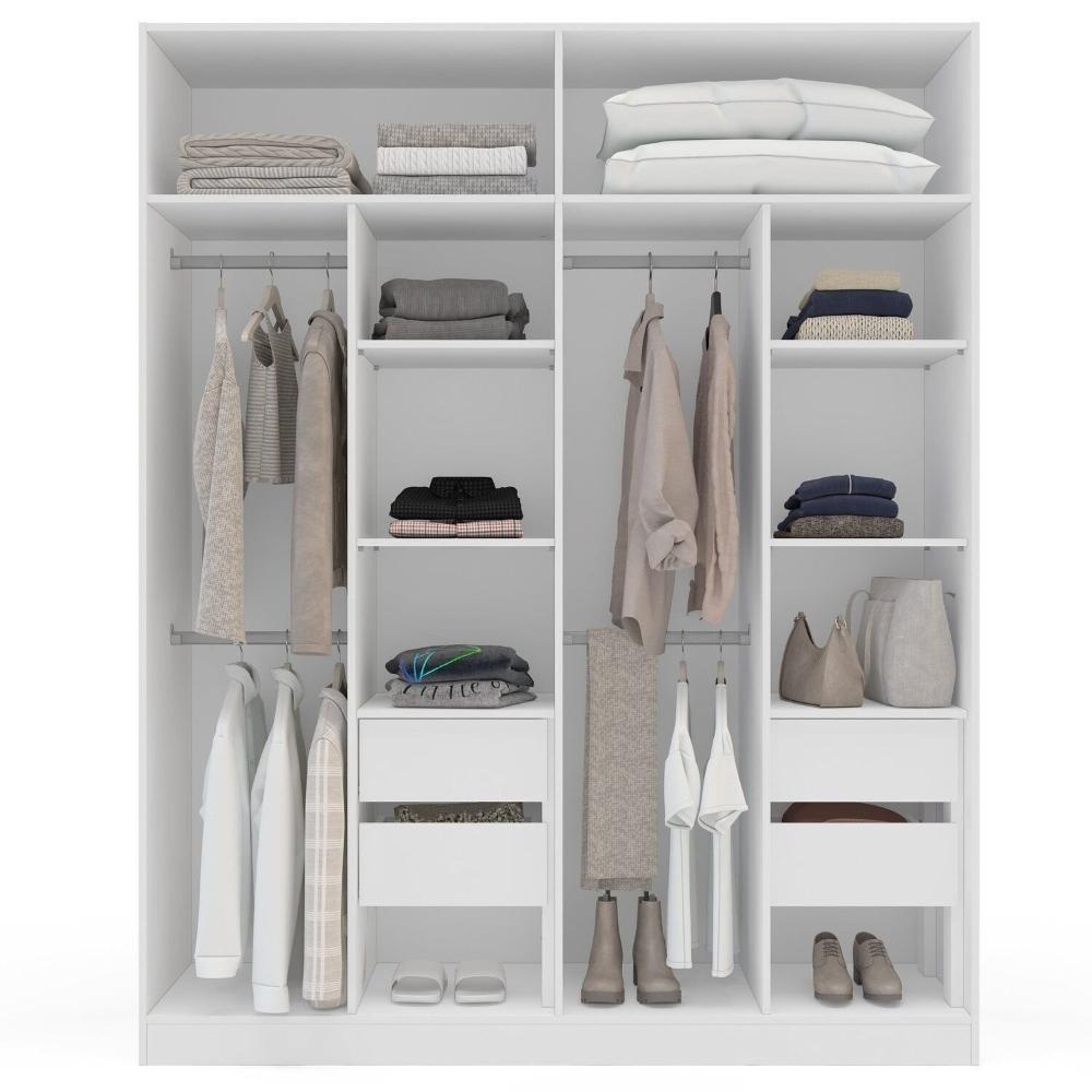 Miniatura Guarda Roupa 4 Portas 4 Gavetas Lisboa Branco/Azul