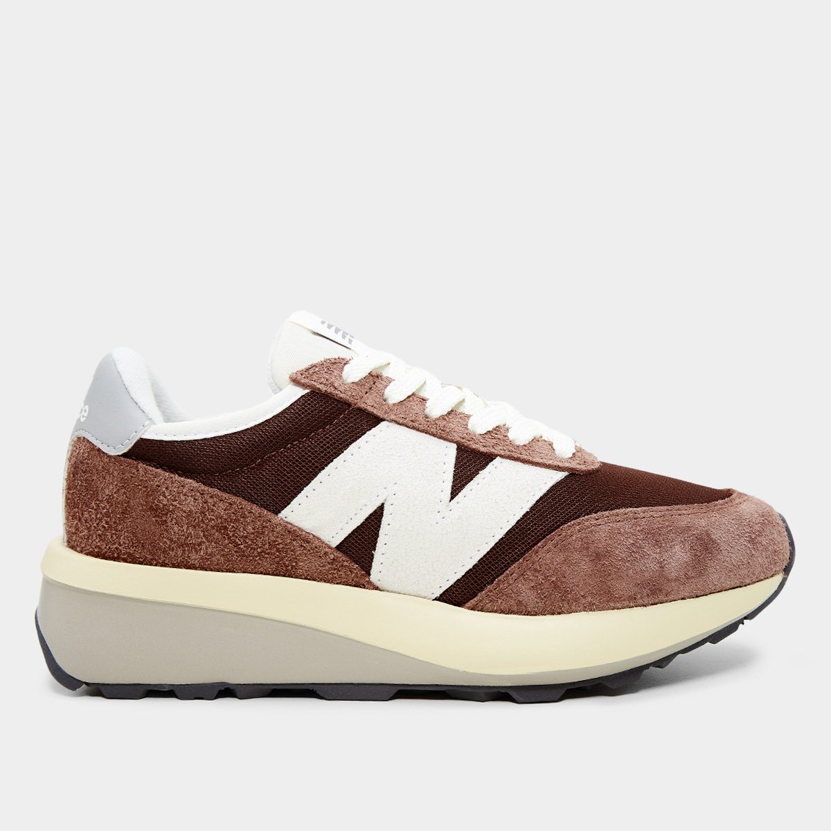 Miniatura Tênis New Balance 370v1 Unissex Marrom+Branco - 41