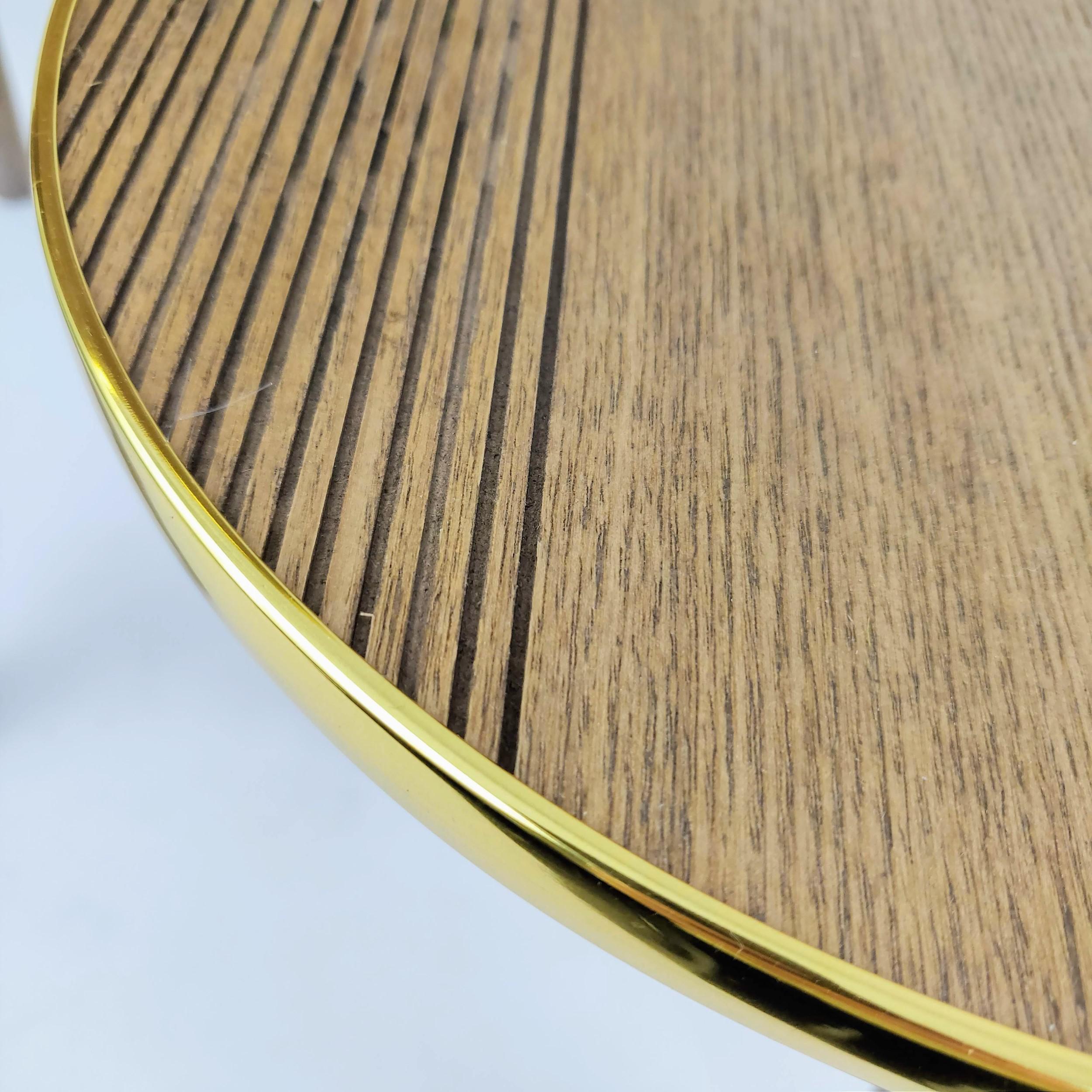 Miniatura Mesa Lateral Centro Metal Madeira Dourado 40/30Cm 2 Peças
