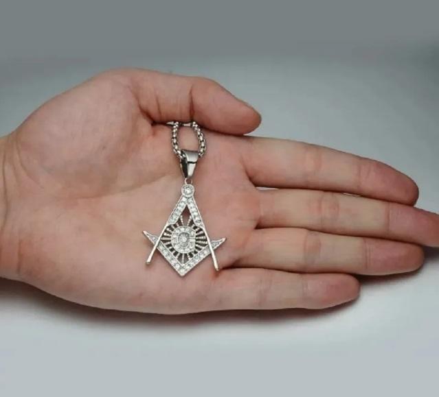 Miniatura Colar Maçonaria Cordão Folheado Prata Maçônico