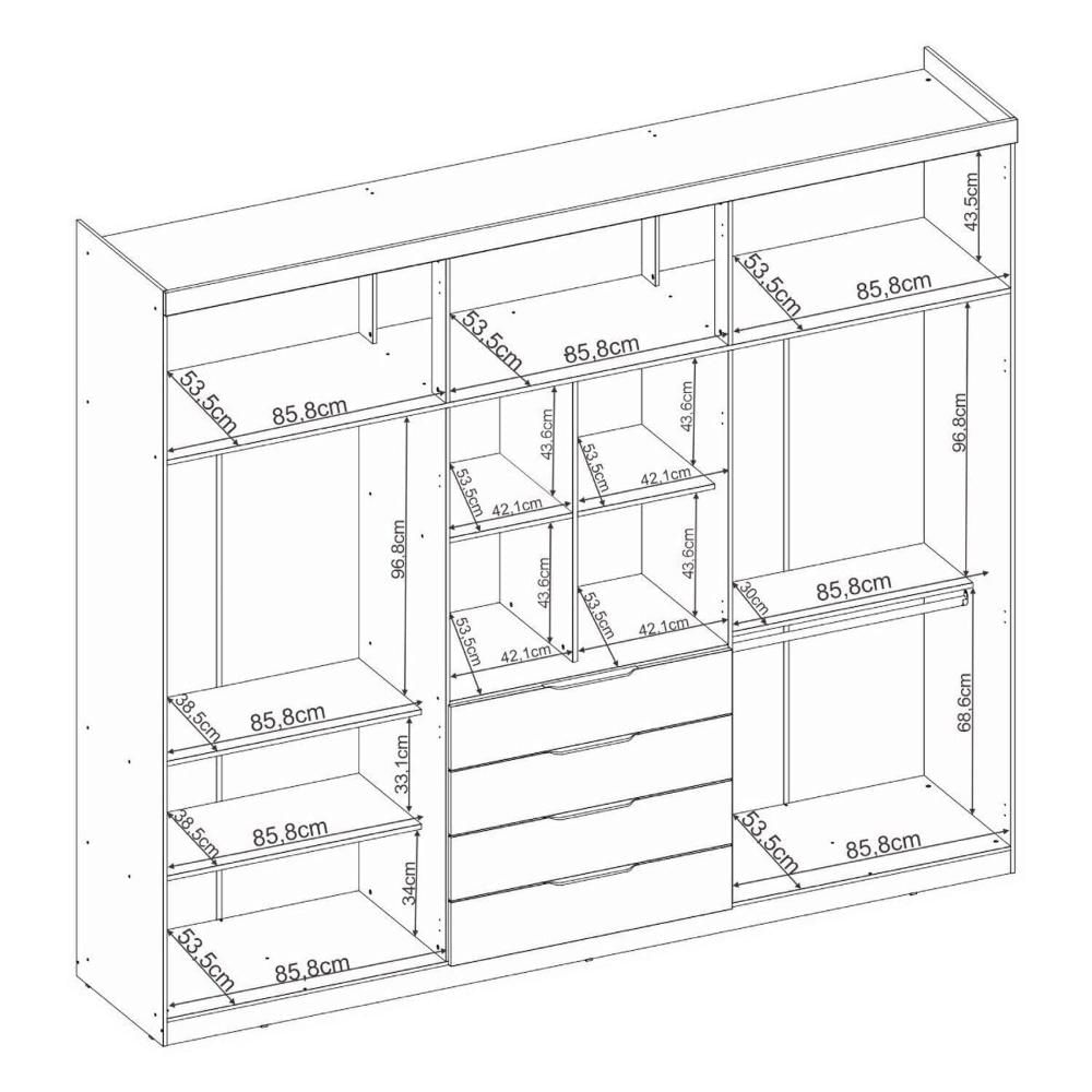 Guarda-roupa Casal 6 Portas Giardino Cinnamon/Off White