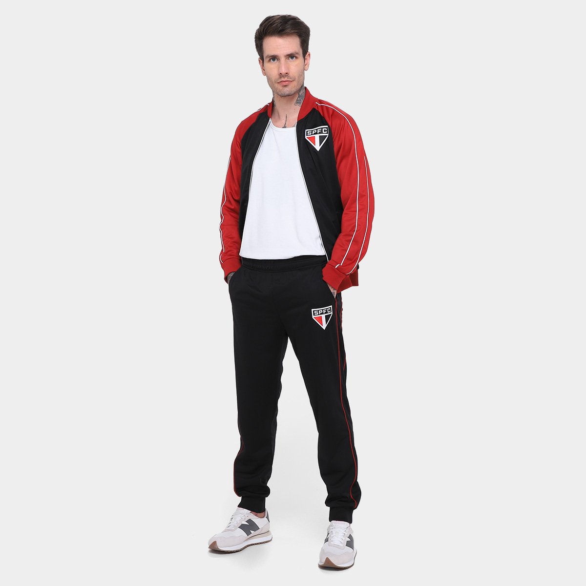 Miniatura Agasalho São Paulo SPR Tricolor Masculino Preto+Branco - EEGG