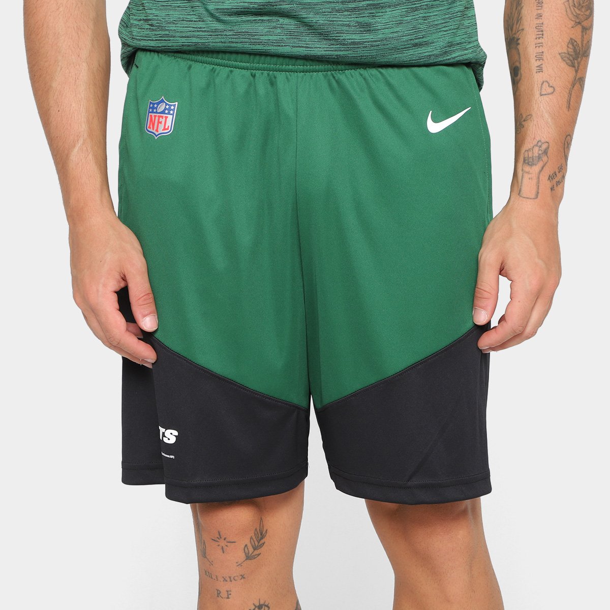 Miniatura Bermuda Nike New York Jets Dri-FIT Knit Masculina Verde+Preto - EGG