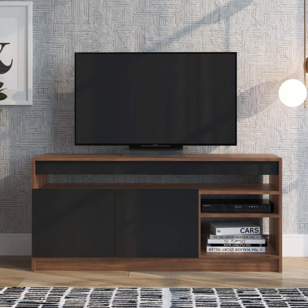 Conjunto Rack para TV até 48 Polegadas 2 Portas e Buffet 3 Portas Elegance Estilare Madeirado/Preto