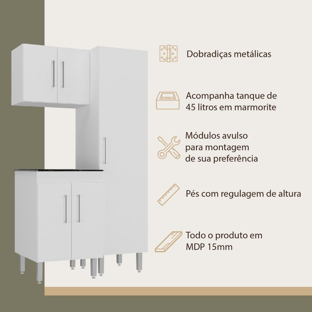 Miniatura Conjunto Armários De Lavanderia Com Gabinete E Tanque 45l Multimóveis Cr30041 Branco-preto