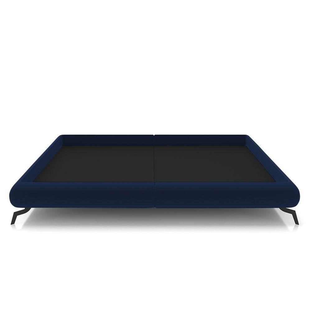 Miniatura Cama Casal Base Box 138x188cm Pés De Ferro Cold P02 Veludo Azul - Mpozenato