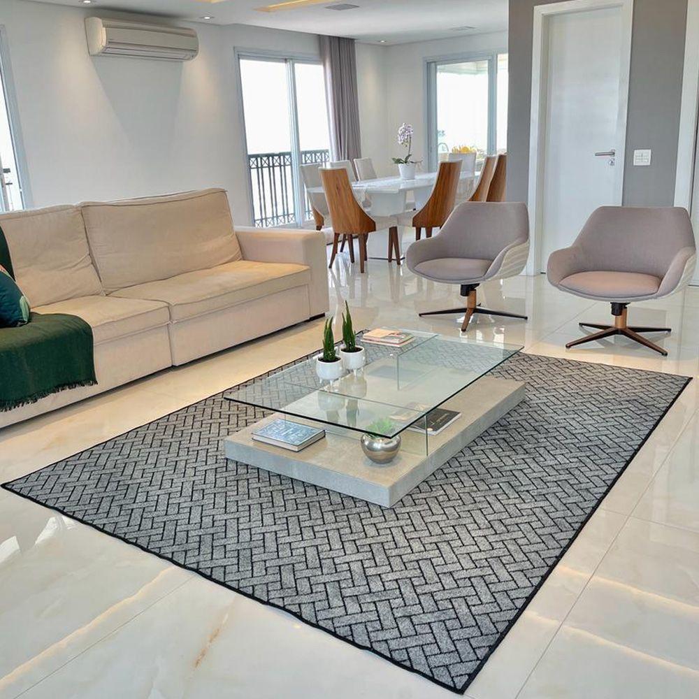 Miniatura Tapete Carpete Sala Quarto Elegante Trama 2,00 X 3,00 Cinza