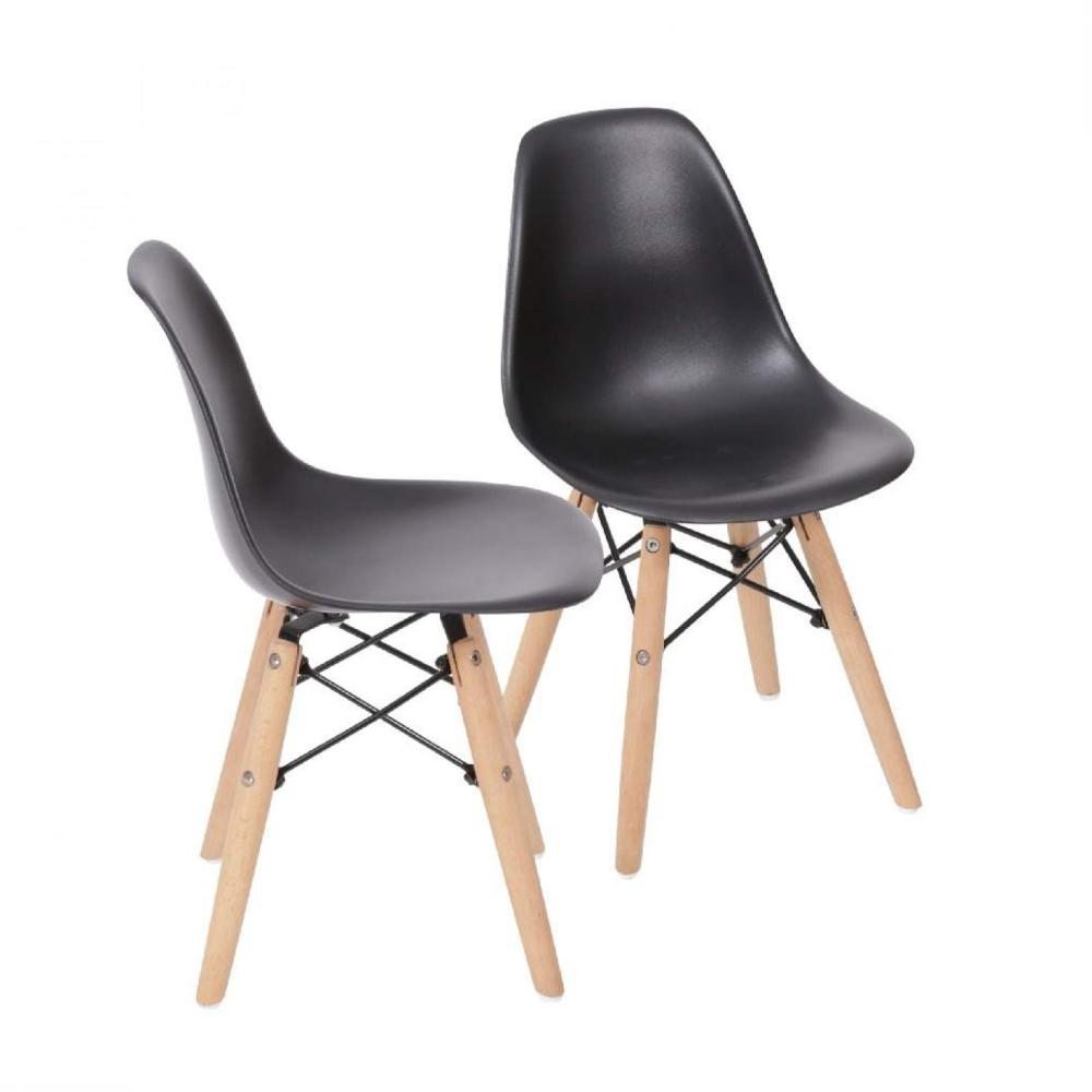 Miniatura Conjunto 2 Cadeiras Eames DKR Base Madeira OR Design Preto