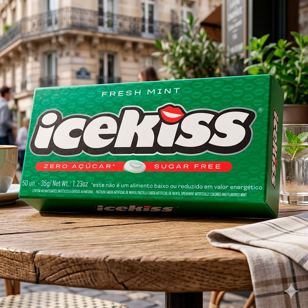 Miniatura Pastilha IceKiss Fresh Mint Zero Açúcar 50 Unidades