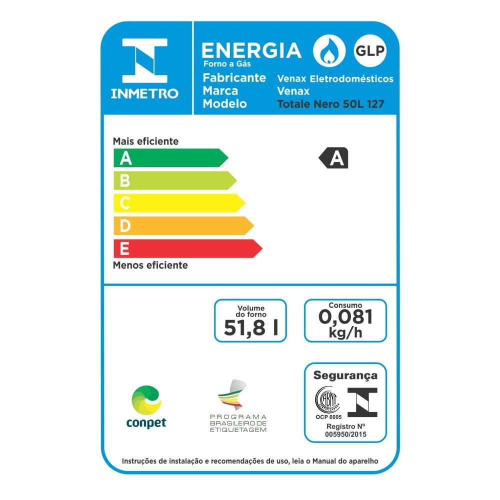 Miniatura Forno De Embutir A Gas Venax 50 Litros Giii Gas Glp Totale Nero Preto 127V