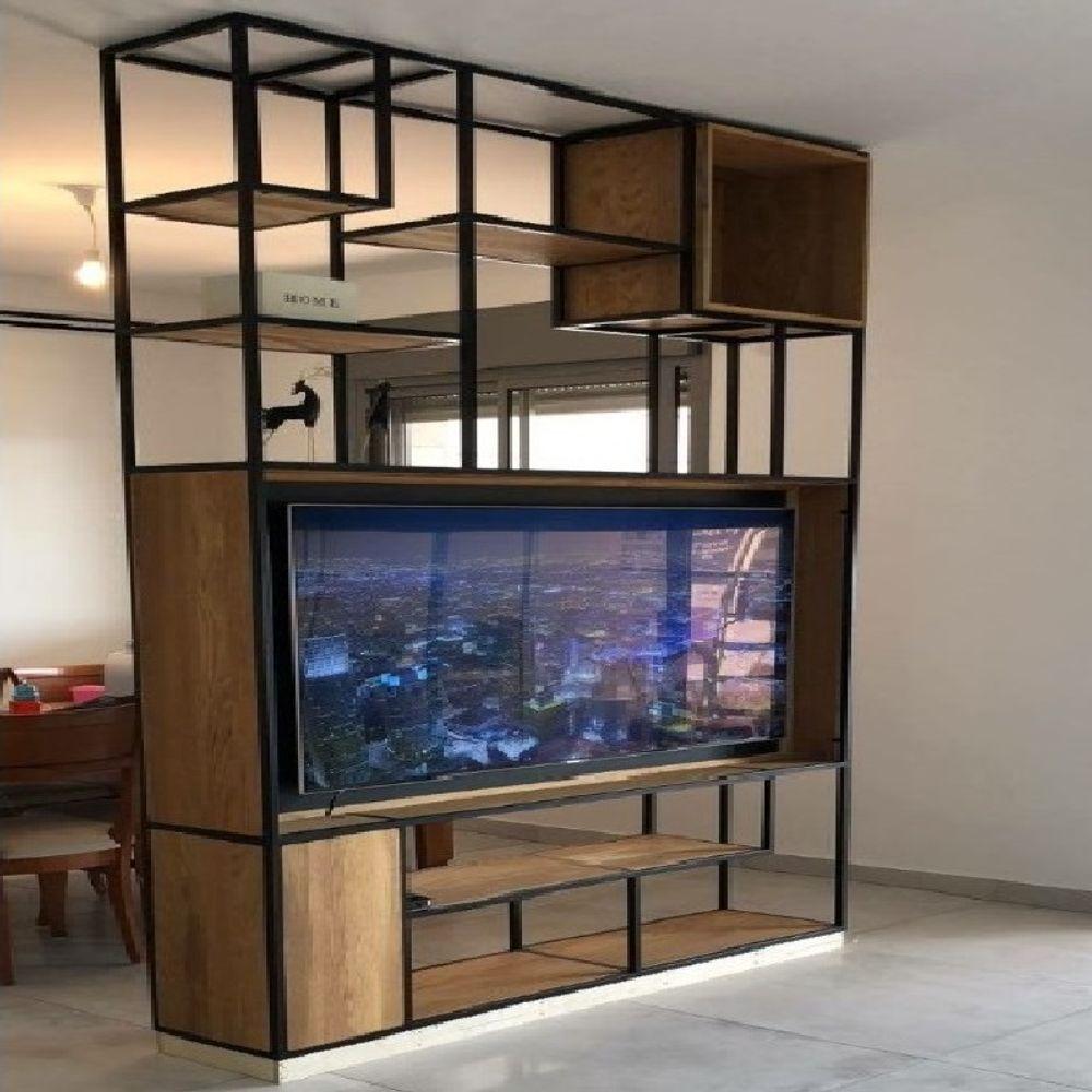 Miniatura Estante 6 Prateleiras Aço Ferro Metal Robusta Cor Preto Mdf Claro Estilo Industrial Es-03