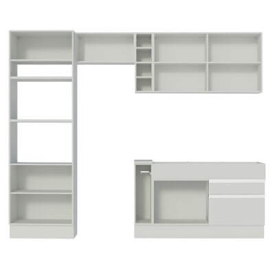 Miniatura Cozinha Completa Madesa Jade com Armário e Balcão (Sem Tampo e Pia) Branco Cor:Branco