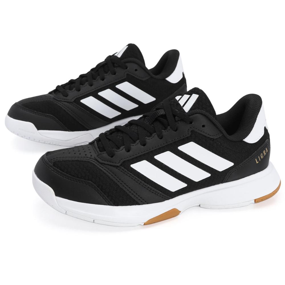 Miniatura Tênis Adidas Ligra 8 Indoor Preto e Branco 34