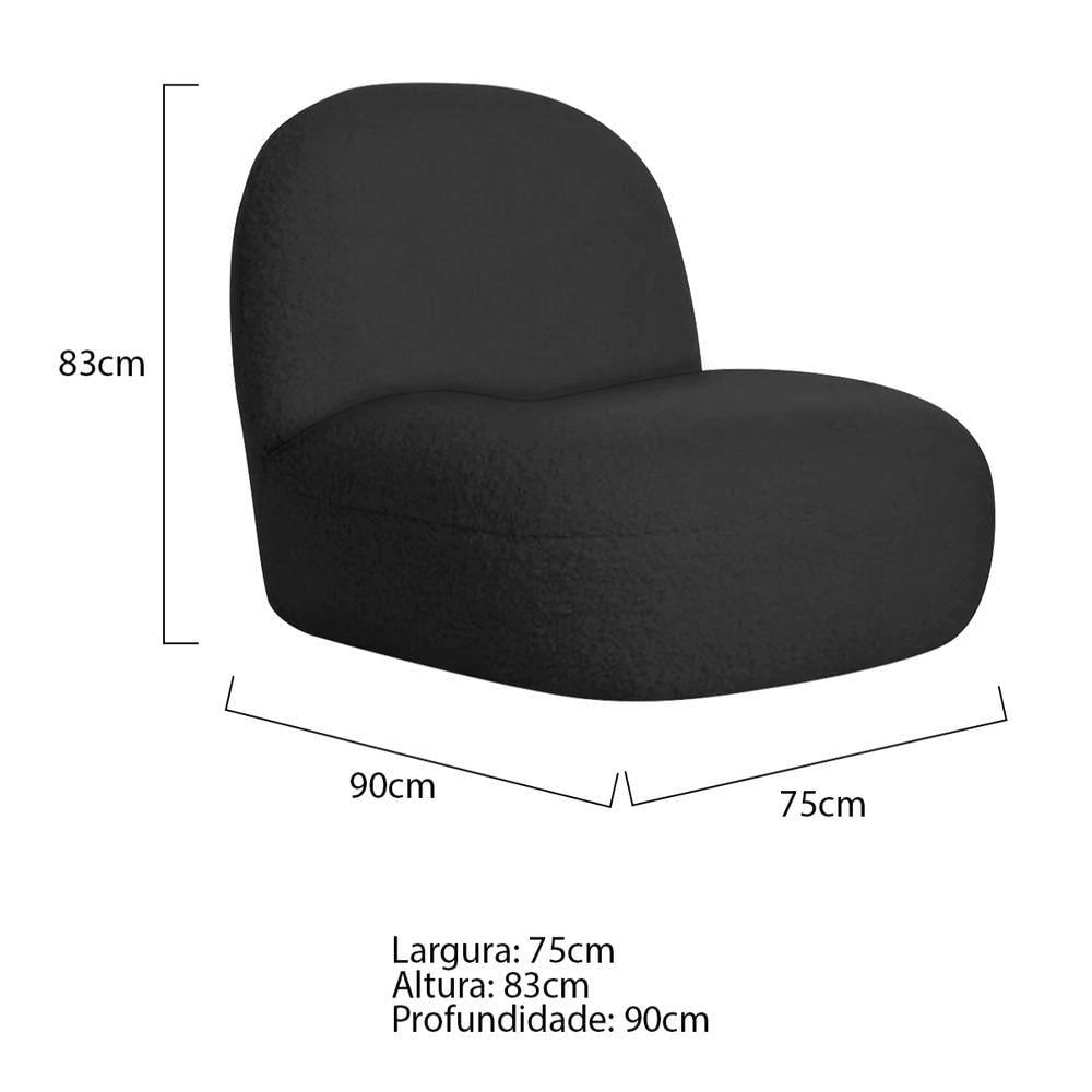 Miniatura Sofá Curvo 180cm 2 Lugares E 2 Poltrona Amsterdã Linho - Amarena Móveis Cor Preto