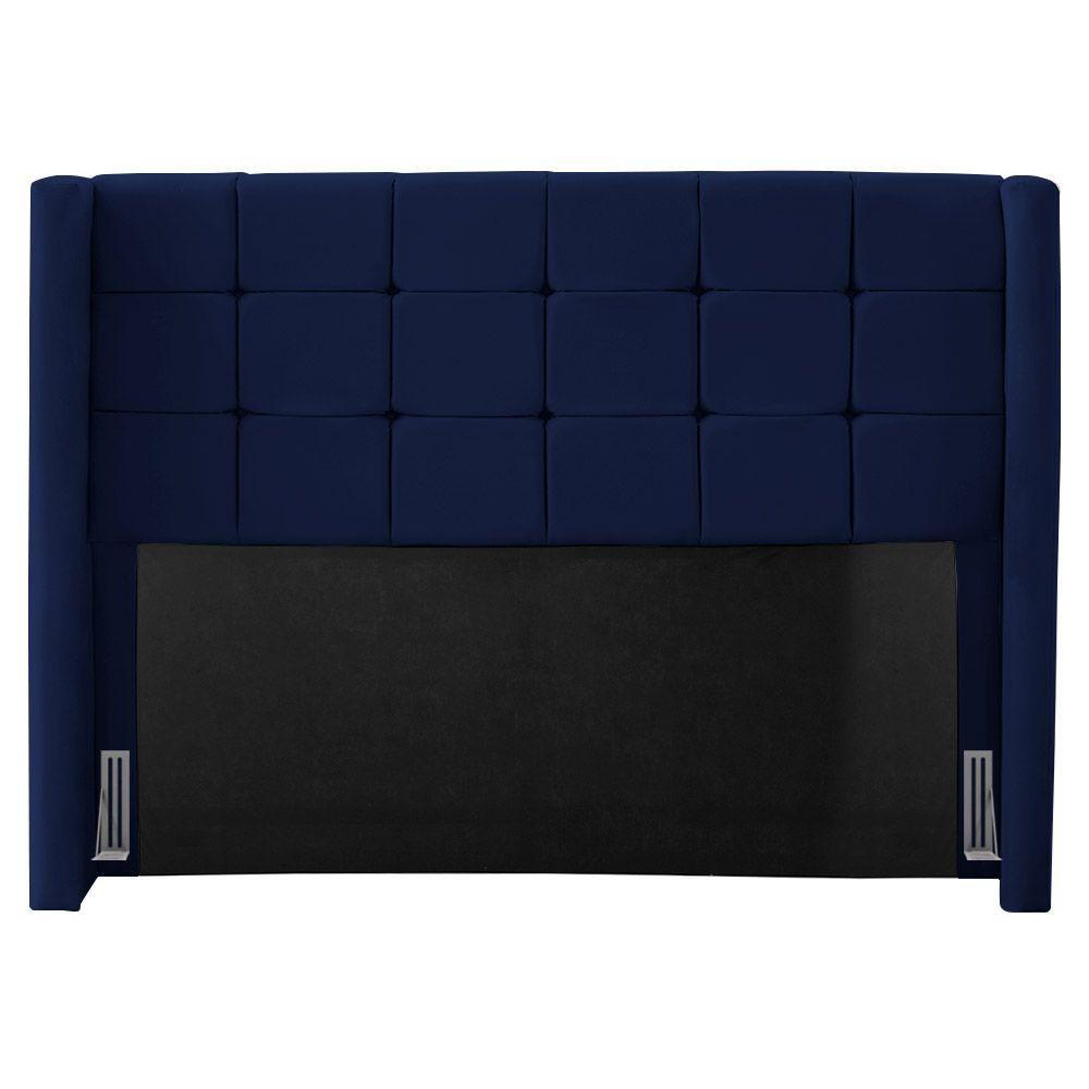 Miniatura Cabeceira Cama Box Casal Queen Size Gioconda 160cm Com Frame Veludo Azul Escuro - Desk Design
