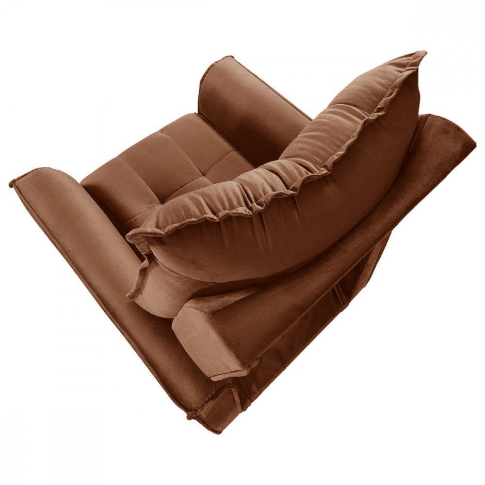 Poltrona Da Mamãe Para Sala Reclinavel Carinho Veludo Terracota