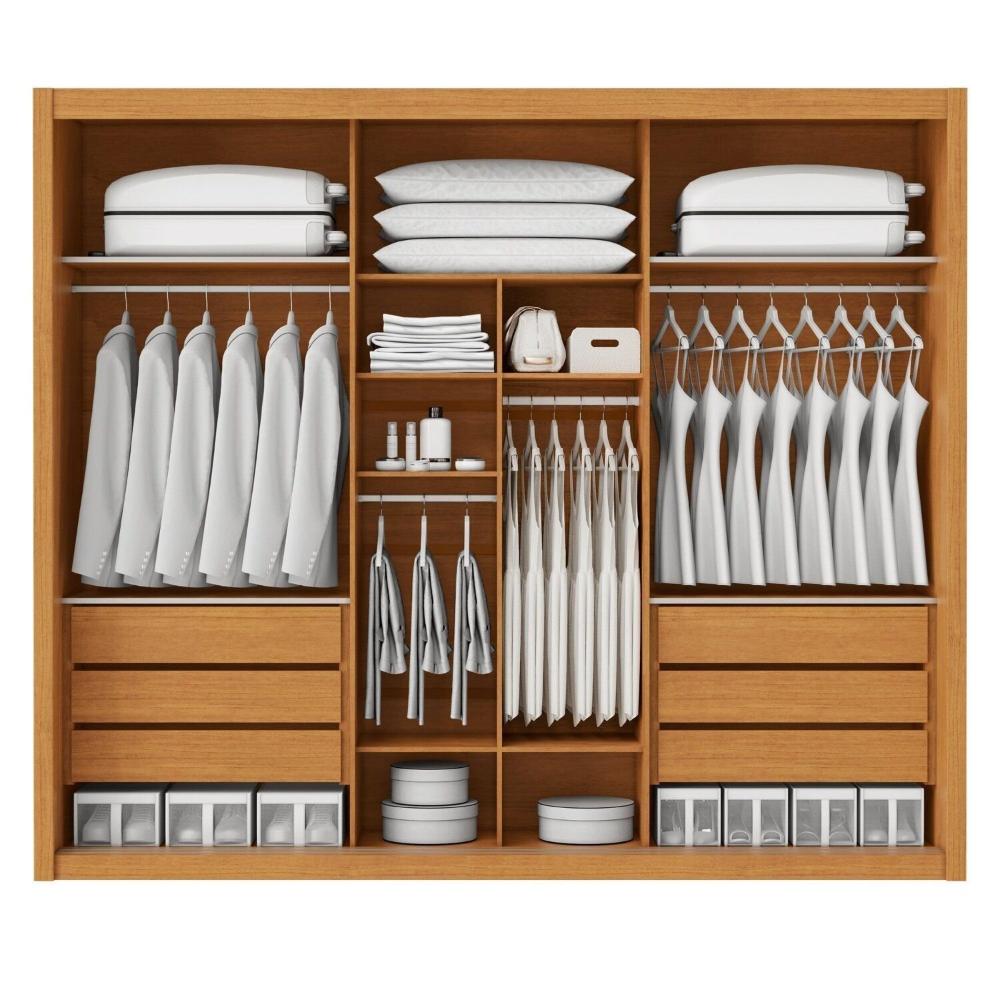 Miniatura Guarda Roupa Casal 3 Portas de Correr 6 Gavetas Palissy Frisado com Espelho 100% Mdf Rubi