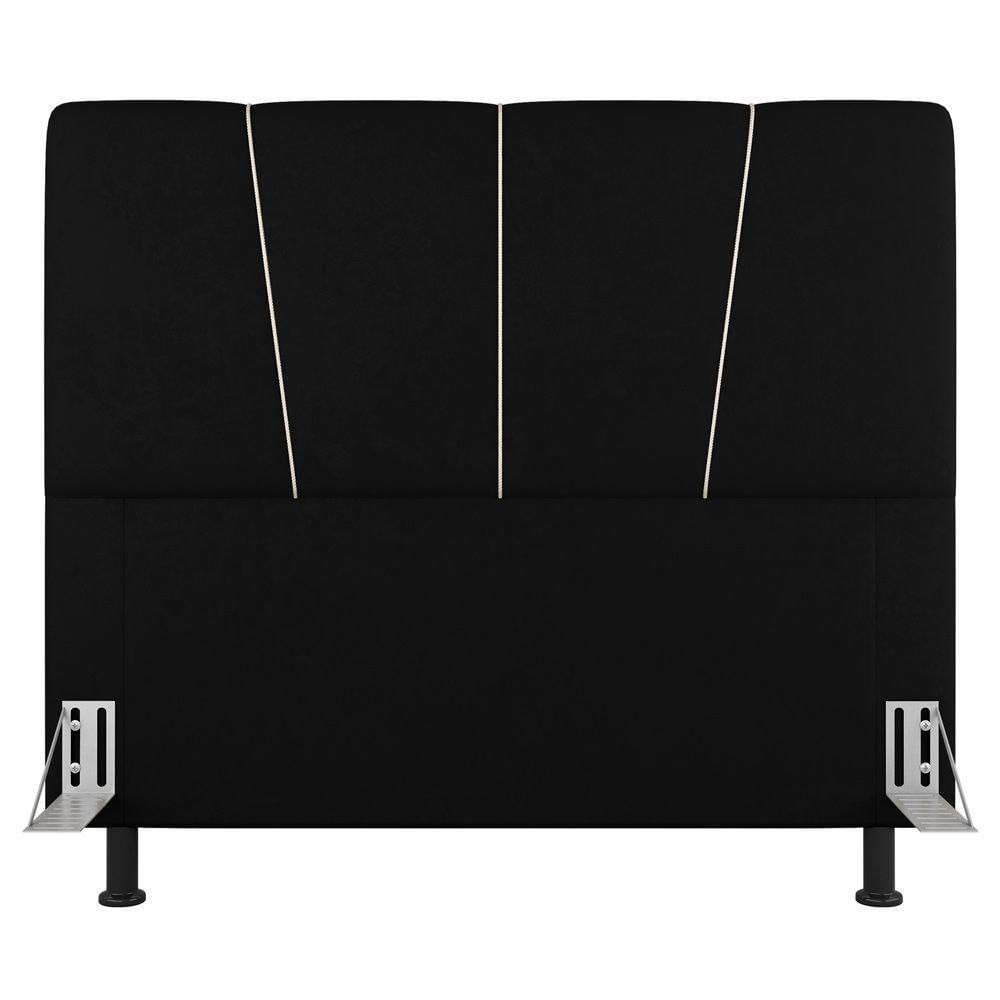 Miniatura Cabeceira Cama Box Casal Amber 140cm Estofada Suede Preto - Abmaza