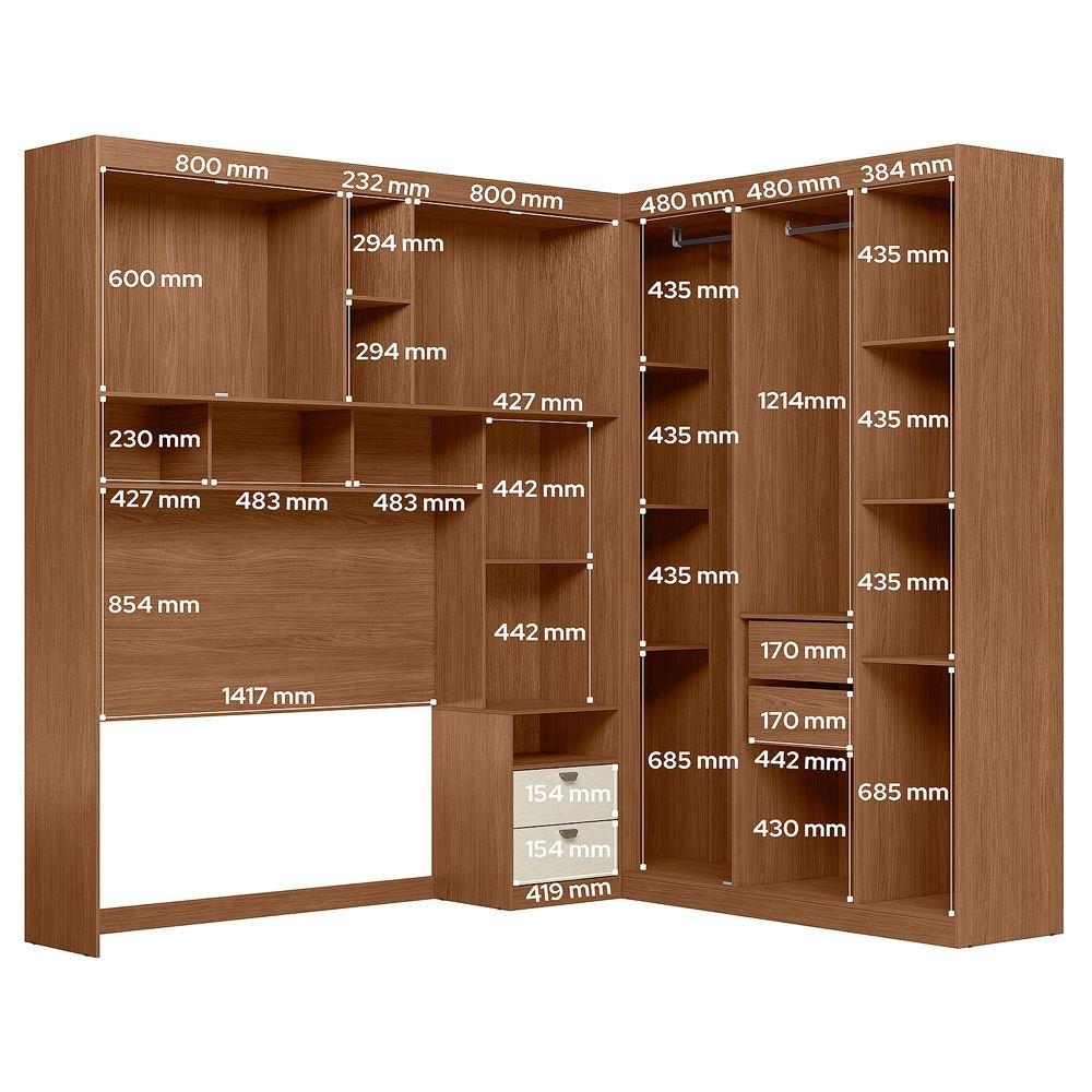 Miniatura Guarda-roupa Modulado Casal MDP Lugano Jatobá/Areia