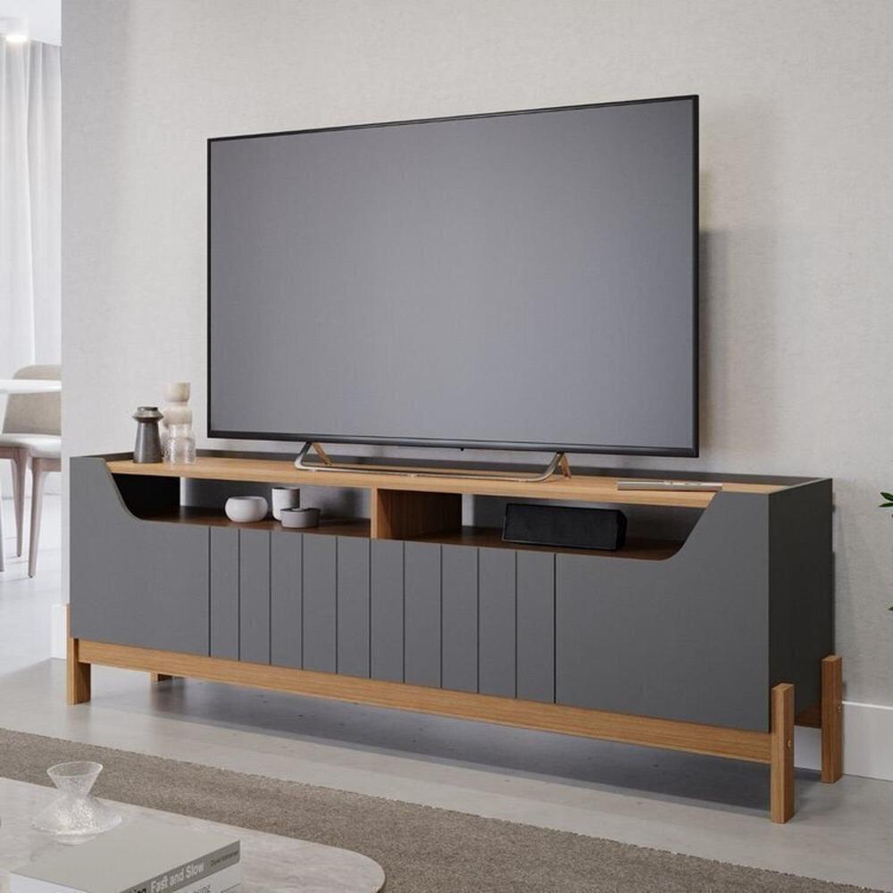Miniatura Conjunto Rack com Painel para Tv até 60 Polegadas 100% Mdf Espresso Móveis Nature/Grafite