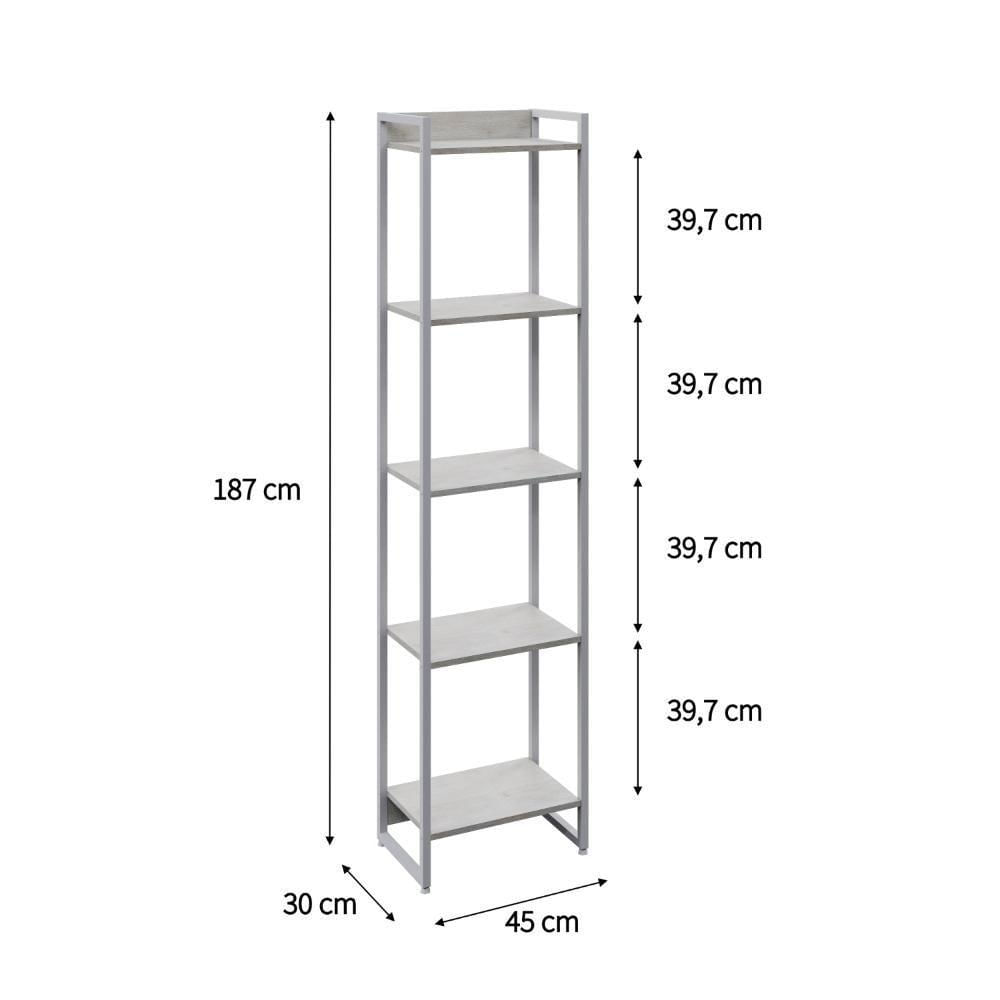 Miniatura Estante Dynamica 45x30x187cm C/05 Prateleiras Snow / Est.branca Snow / Est.branca