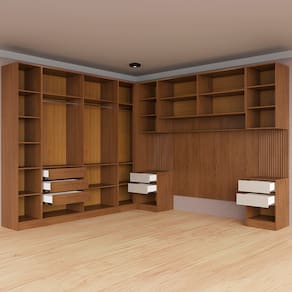 Miniatura Guarda-roupa Modulado Queen Ponte 160 Bartira Lugano 12 Portas e 7 Gavetas 6 Peças - Avelã / Capuccino