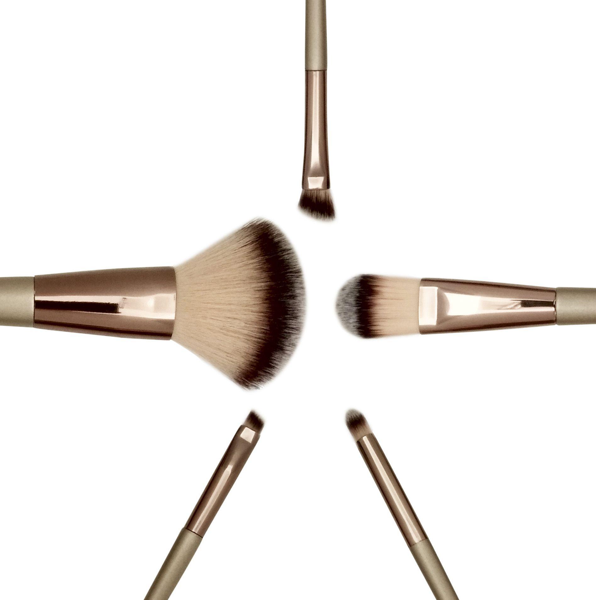 Miniatura Kit Pincel Para Maquiagem 5 Peças Bronze Miss Frandy