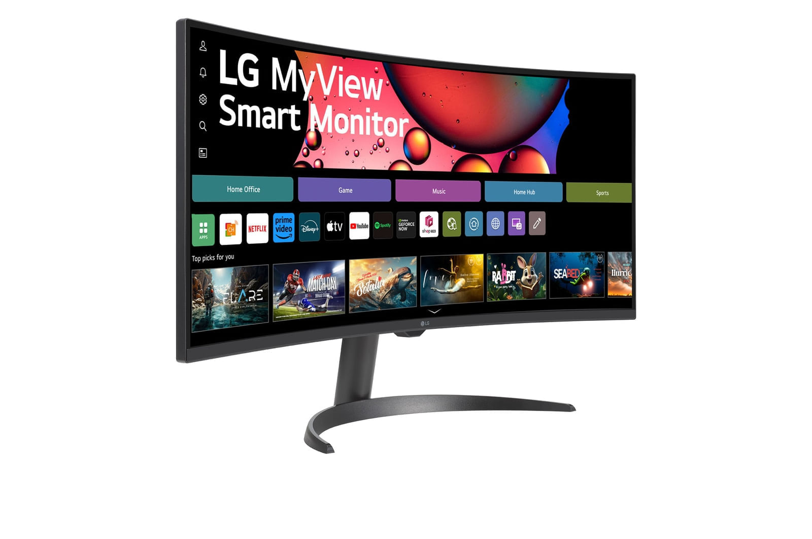 Miniatura Monitor LG MyView Smart 34SR60QC-B Tela curva 34" QuadHD 2K 21:9, WebOS, Air Play, Screen Share, Bluetooth, ThinQ Home Preto - 110v/220v
