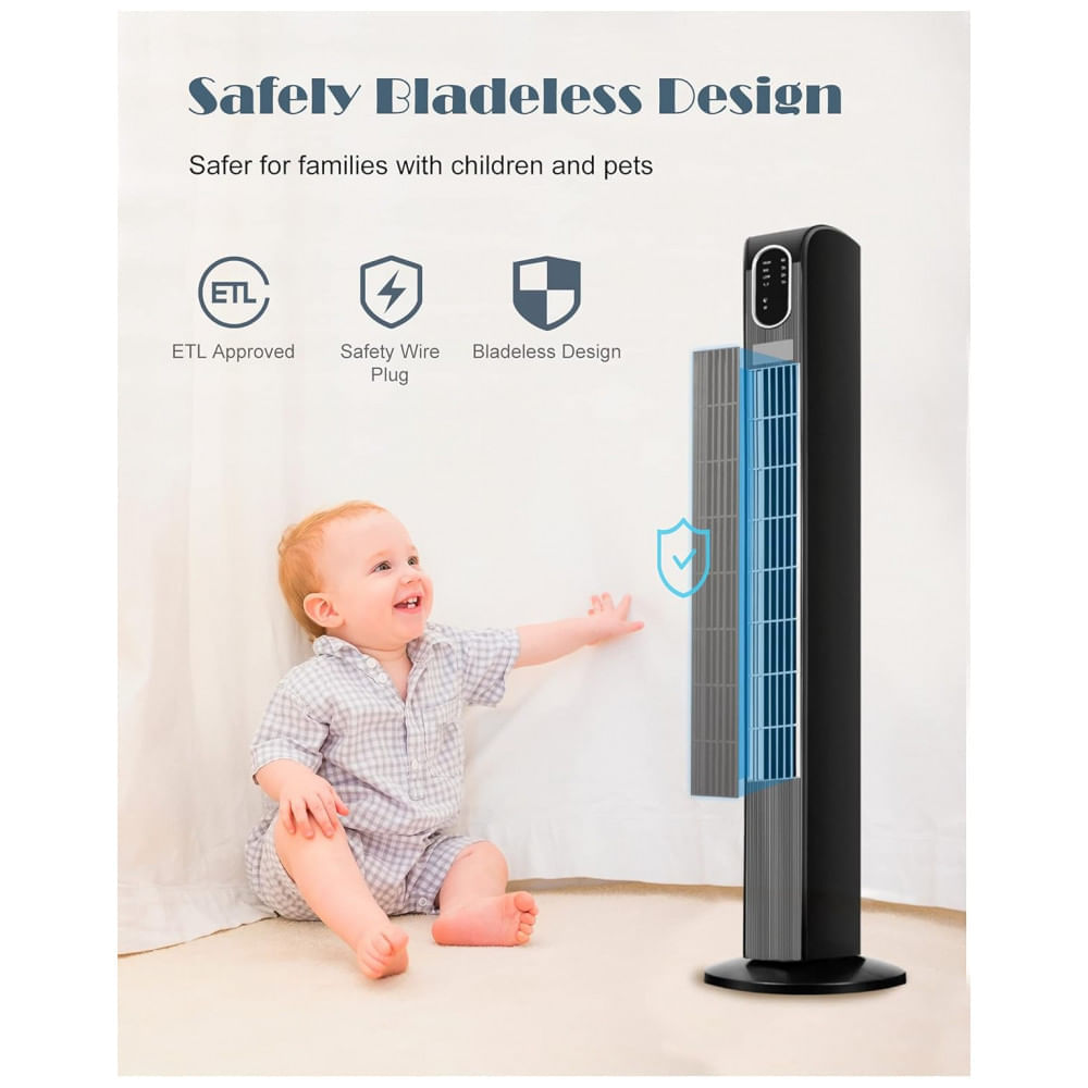 Ventilador de Torre com Controle Remoto, 3 Modos e Modo Silencioso, 110v, UTHFY JTF 10 R, Preto