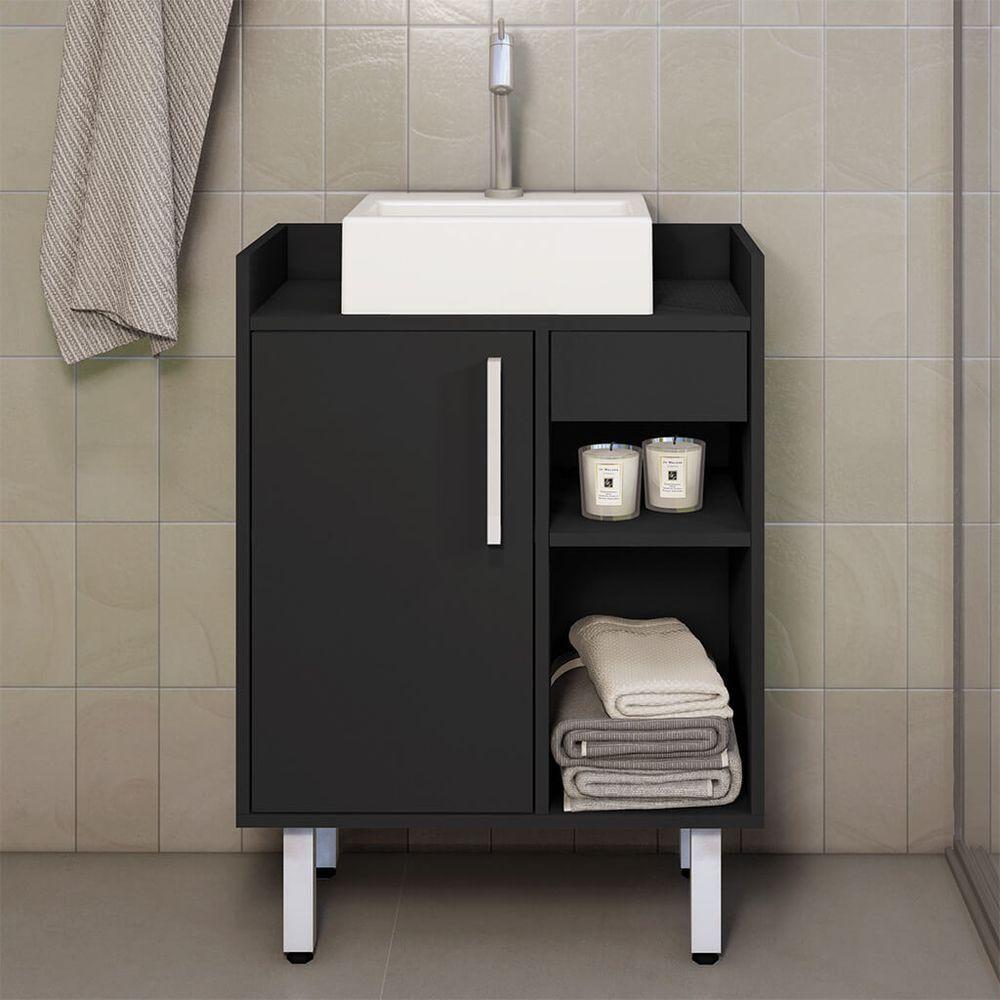 Miniatura Gabinete Para Banheiro 2 Portas Preto