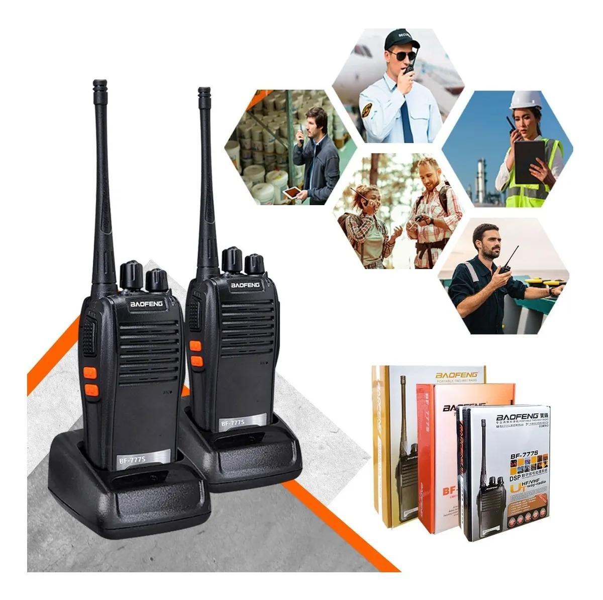 Miniatura Kit 2 Radio Walk Talk Comunicador 16 Ch 12Km Baofeng 777S Ht
