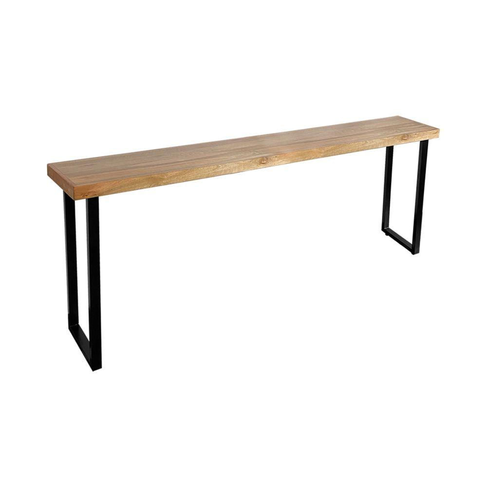 Miniatura Bancada Gourmet 220cm Com 4 Banquetas Industriais Guatemala Base Preta Preto