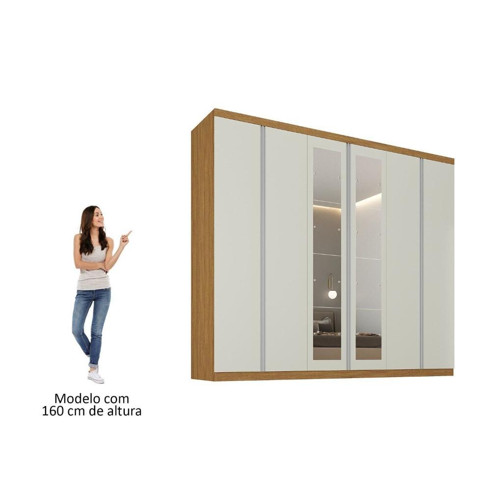 Guarda-roupa Casal com Espelho Monte Carlo Cinamomo / Off White